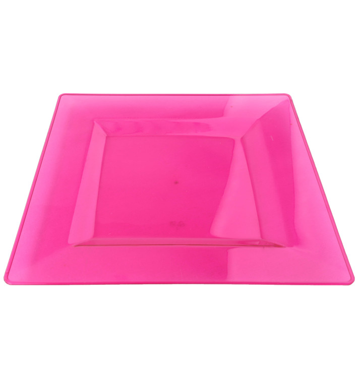 Plastic Plate Square shape Extra Rigid Raspberry 20x20cm (88 Units) Plastic Plate Square shape Extra Rigid Raspberry 20x20cm (88 Units)