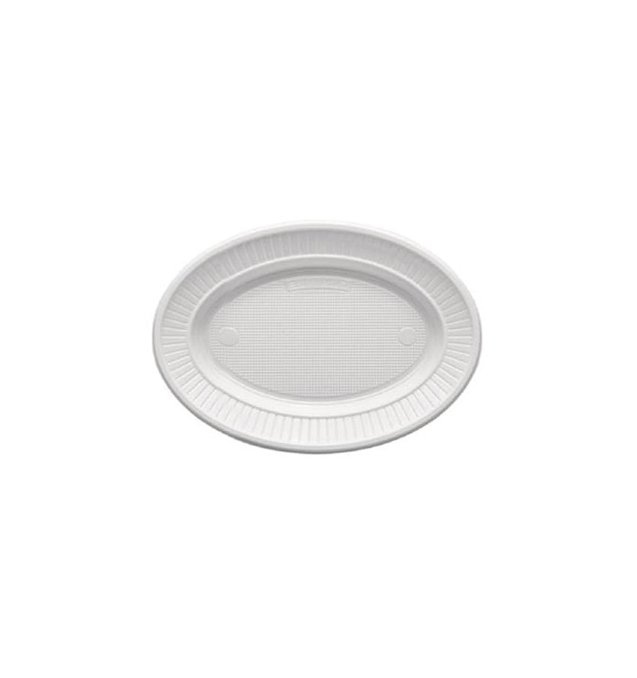 Plastic Plate PS Oval shape Flat White (100 Units) Plastic Plate PS Oval shape Flat White (100 Units)