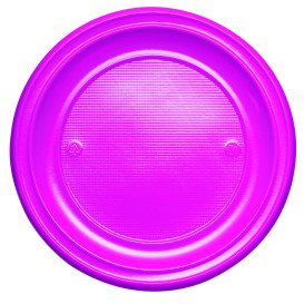 Plastic Plate PS Flat Fuchsia Ø22 cm (30 Units) 