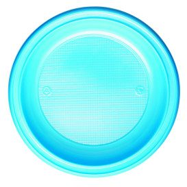 Plastic Plate PS Deep Light Blue Ø22 cm (600 Units)