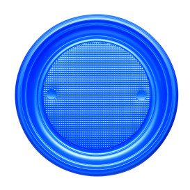 Plastic Plate PS Flat Dark Blue Ø17 cm (1100 Units)