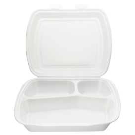 Foam Lunch Box 3 Compartments 2,40x2,10x0,70cm (125 Units)