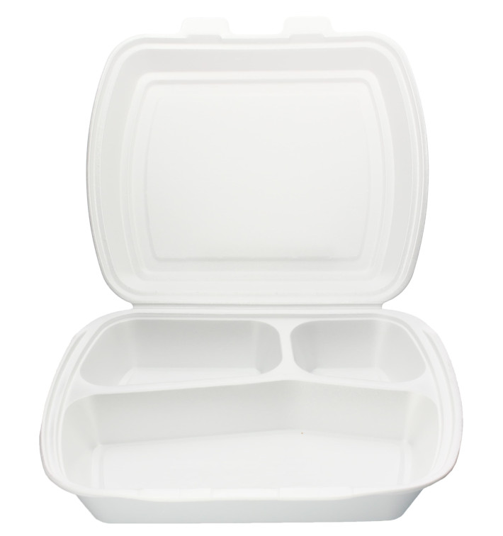 Foam Lunch Box 3 Compartments 2,40x2,10x0,70cm (125 Units) Foam Lunch Box 3 Compartments 2,40x2,10x0,70cm (125 Units)