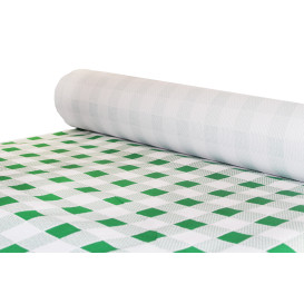 Paper Tablecloth Roll Green Checkers 1x100m. 40g (6 Units)