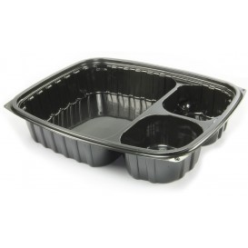 Plastic Deli Container OPS "ClearPac" 3 Compartments Black 887ml (252 Units)
