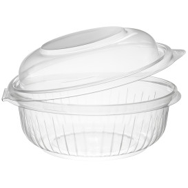 Plastic Hinged Salad Bowl PET "PresentaBowls" High Dome Lid 360ml (75 Units)  