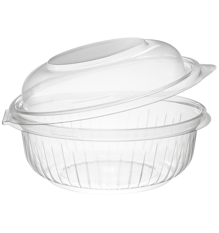 Plastic Hinged Salad Bowl PET "PresentaBowls" High Dome Lid 360ml (75 Units) 