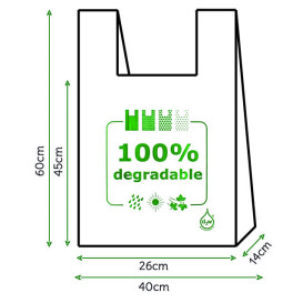 Plastic T-Shirt Bag 100% Degradable 40x60cm (200 Units)  