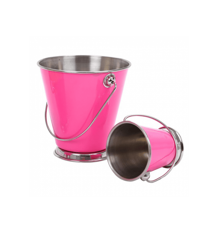 Serving Bucket Steel Pink Ø7x7cm (12 Units) Serving Bucket Steel Pink Ø7x7cm (12 Units)