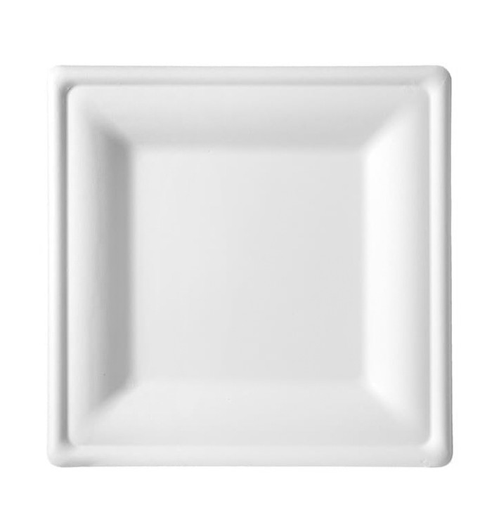 Sugarcane Plate Square shape White 26x26 cm (40 Units) Sugarcane Plate Square shape White 26x26 cm (40 Units)