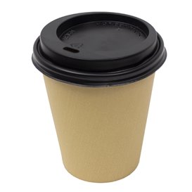 Lid for Paper Cup Hole Black Carton 8, 9, 12 Oz Ø8,0cm (100 Units) 