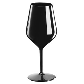 Reusable Plastic Glass Wine "Tritan" Black 470ml (6 Units)