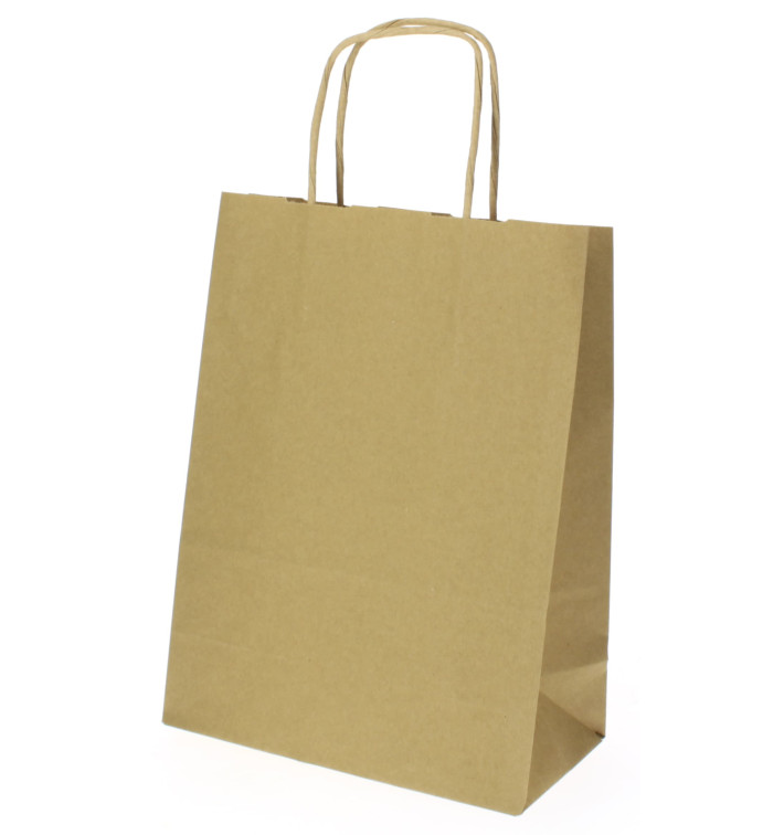 Paper Bag with Handles Kraft Hawanna 100g 18+8x24cm (50 Units) Paper Bag with Handles Kraft Hawanna 100g 18+8x24cm (50 Units)