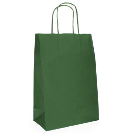 Paper Bag with Handles Kraft Green 80g 20+10x29cm (50 Units) 