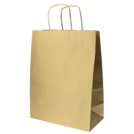 Paper Bag with Handles Kraft Hawanna 100g 24+12x31cm (250 Units)