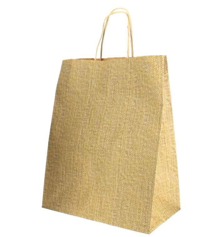 Paper Bag with Handles Kraft 80g 26+14x32cm (250 Units) Paper Bag with Handles Kraft 80g 26+14x32cm (250 Units)
