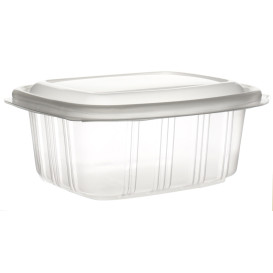 Plastic Hinged Deli Container Microwavable PP High Dome Lid 370ml (50 Units) 