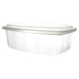 Plastic Hinged Deli Container Microwavable PP High Dome Lid 2000ml (25 Units)