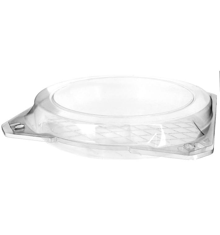 Plastic Hinged Bakery Container PET Ø27x5cm (100 Units) Plastic Hinged Bakery Container PET Ø27x5cm (100 Units)