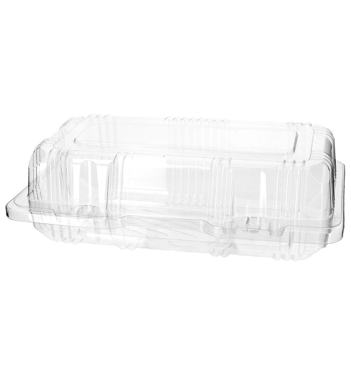 Plastic Hinged Bakery Container PET 18x9,5x6cm (220 Units) Plastic Hinged Bakery Container PET 18x9,5x6cm (220 Units)
