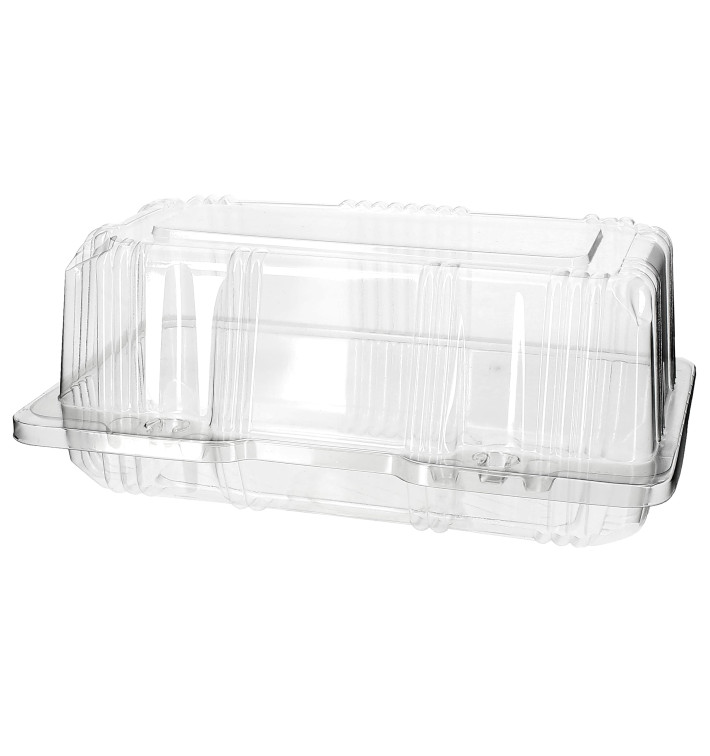 Plastic Hinged Bakery Container PET 18x9,5x8cm (220 Units) Plastic Hinged Bakery Container PET 18x9,5x8cm (220 Units)