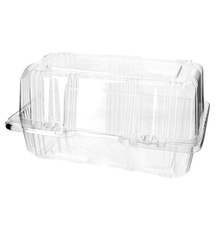 Plastic Hinged Bakery Container PET 18x9,5x10cm (220 Units) Plastic Hinged Bakery Container PET 18x9,5x10cm (220 Units)