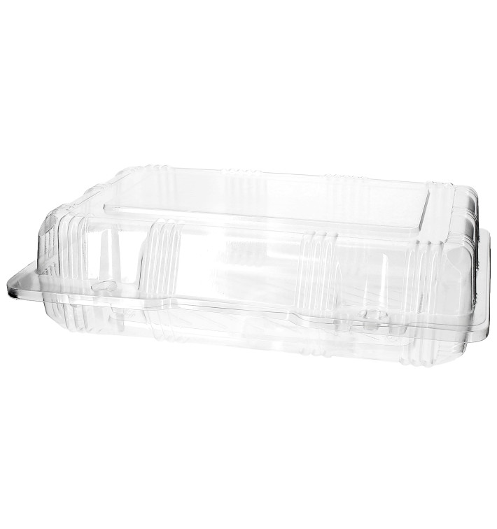 Plastic Hinged Bakery Container PET 22x14,5x6cm (220 Units) Plastic Hinged Bakery Container PET 22x14,5x6cm (220 Units)