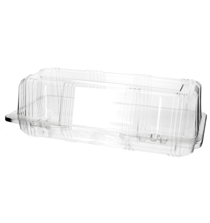 Plastic Hinged Bakery Container PET 24x10x8cm (220 Units) Plastic Hinged Bakery Container PET 24x10x8cm (220 Units)