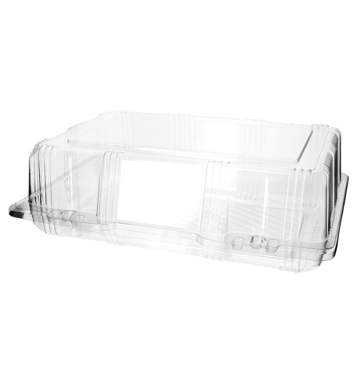 Plastic Hinged Bakery Container PET 25x17x8cm (220 Units) Plastic Hinged Bakery Container PET 25x17x8cm (220 Units)
