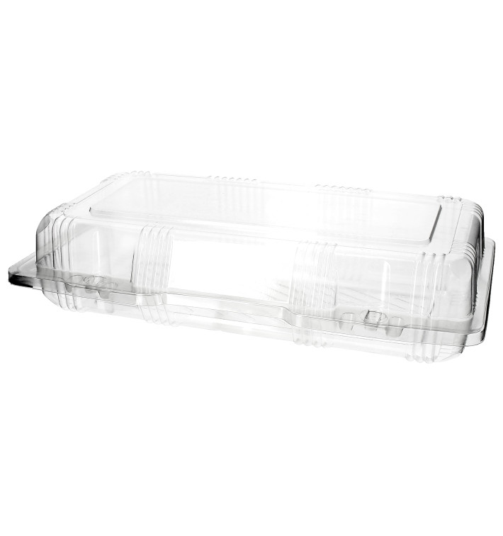 Plastic Hinged Bakery Container PET 26x13x6cm (20 Units) Plastic Hinged Bakery Container PET 26x13x6cm (20 Units)