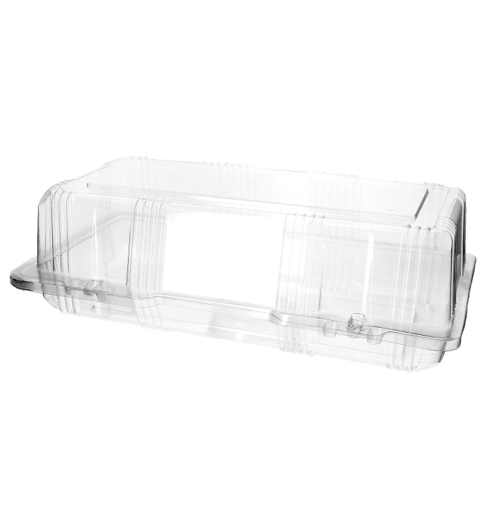 Plastic Hinged Bakery Container PET 26x13x8cm (220 Units) Plastic Hinged Bakery Container PET 26x13x8cm (220 Units)