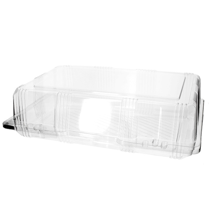 Plastic Hinged Bakery Container PET 28x18x8cm (220 Units) Plastic Hinged Bakery Container PET 28x18x8cm (220 Units)