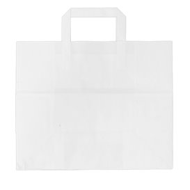 Paper Bag with Handles White Flat 70g 32+20x23cm (50 Units) 