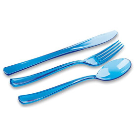 Plastic Cutlery Kit Fork, Knife, Spoon Turquoise (20 Kits)