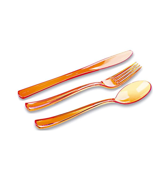 Plastic Cutlery Kit Fork, Knife, Spoon Orange (1 Unit) Plastic Cutlery Kit Fork, Knife, Spoon Orange (1 Unit)