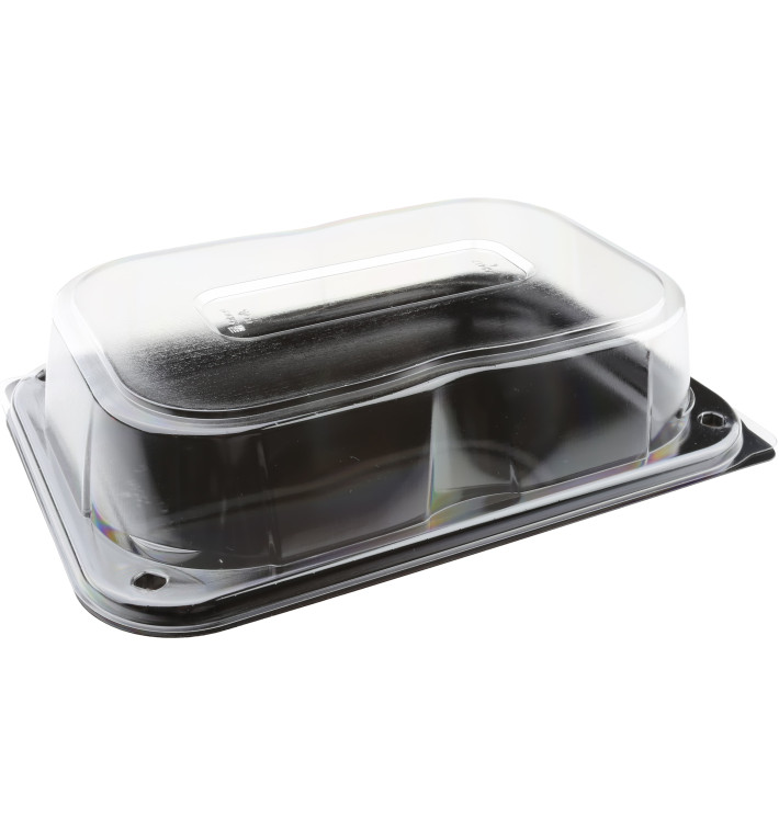 Plastic Tray with Lid Black 24x17cm (5 Units) Plastic Tray with Lid Black 24x17cm (5 Units)