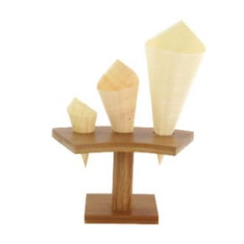 Bamboo Serving Cone Holder 3 slots (1 Unit) 