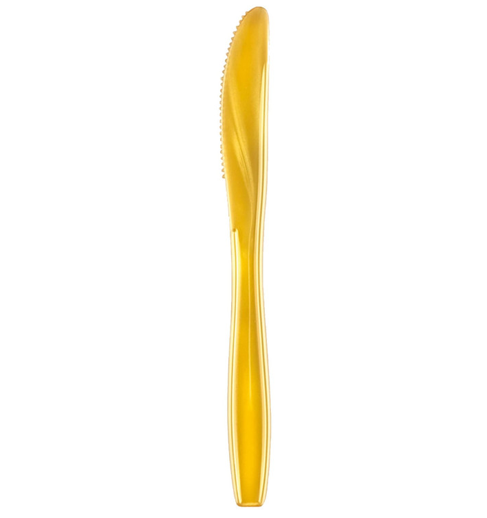 Plastic Knife PS Premium Gold 19cm (50 Units) Plastic Knife PS Premium Gold 19cm (50 Units)