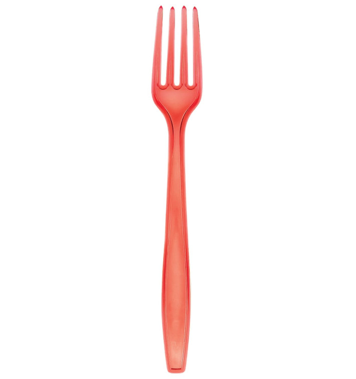 Plastic Fork PS Premium Red 19cm (50 Units) Plastic Fork PS Premium Red 19cm (50 Units)
