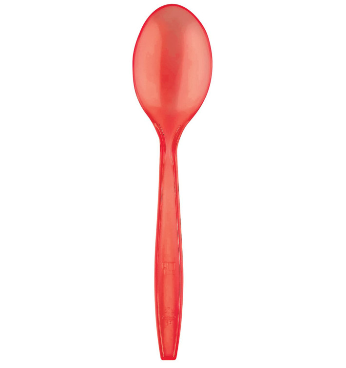 Plastic Spoon PS Premium Red 19cm (50 Units) 