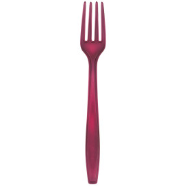 Plastic Fork PS Premium Burgundy 19cm (50 Units) 