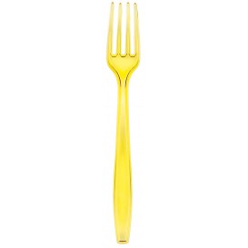 Plastic Fork PS Premium Yellow 19cm (50 Units)