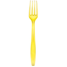 Plastic Fork PS Premium Yellow 19cm (50 Units)