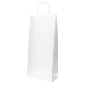 Paper Bottle Bag with Handles White 18+8x39cm (50 Units) 