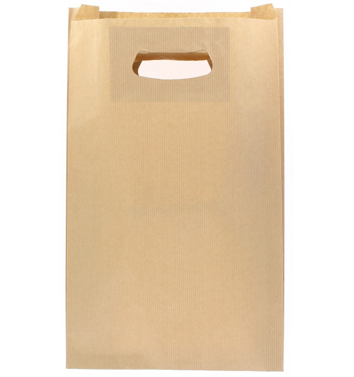 Paper Bag with Handles Kraft Die Cut 24+7x37cm (50 Units) 