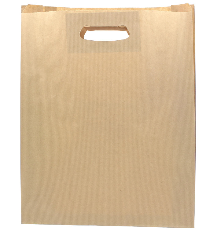 Paper Bag with Handles Kraft Die Cut 41+10x42cm (250 Units) Paper Bag with Handles Kraft Die Cut 41+10x42cm (250 Units)