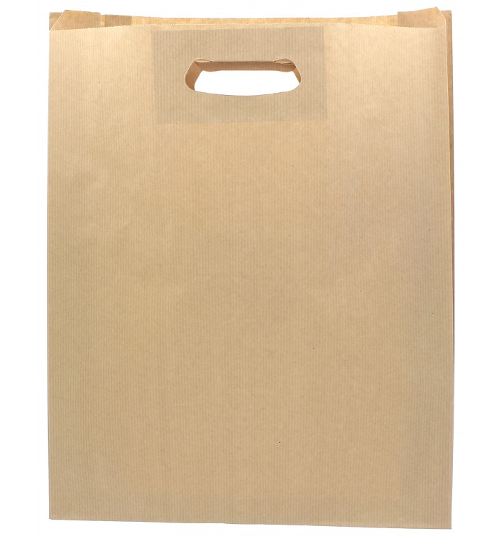 Paper Bag with Handles Kraft Die Cut 41+10x42cm (50 Units) 