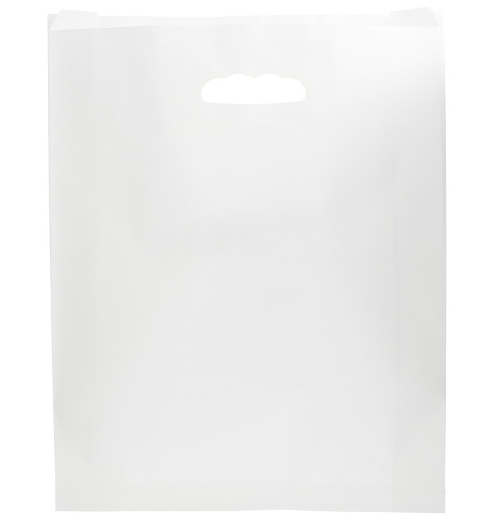 Paper Bag with Handles Kraft Die Cut White 41+10x42cm (250 Units) Paper Bag with Handles Kraft Die Cut White 41+10x42cm (250 Units)