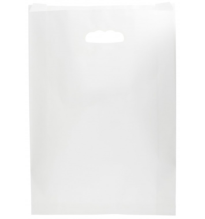 Paper Bag with Handles Kraft Die Cut White 31+8x42cm (50 Units) 