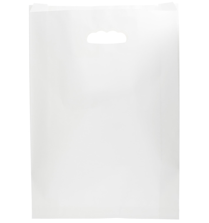 Paper Bag with Handles Kraft Die Cut White 31+8x42cm (50 Units) Paper Bag with Handles Kraft Die Cut White 31+8x42cm (50 Units)